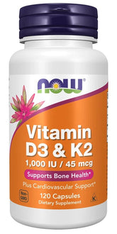 NOW FOODS, VITAMIN D3 & K2 1,000 IU 45mcg 120 Veg. Kapseln - NirooX NutritionNirooX Nutrition