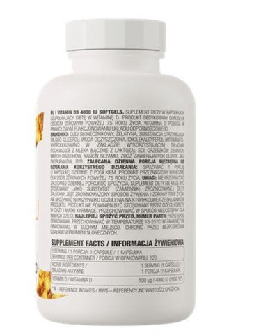 OstroVit Vitamin D3 4000 IU hochdosiert 120 Softgels Immunsystem Knochen Winter NirooX