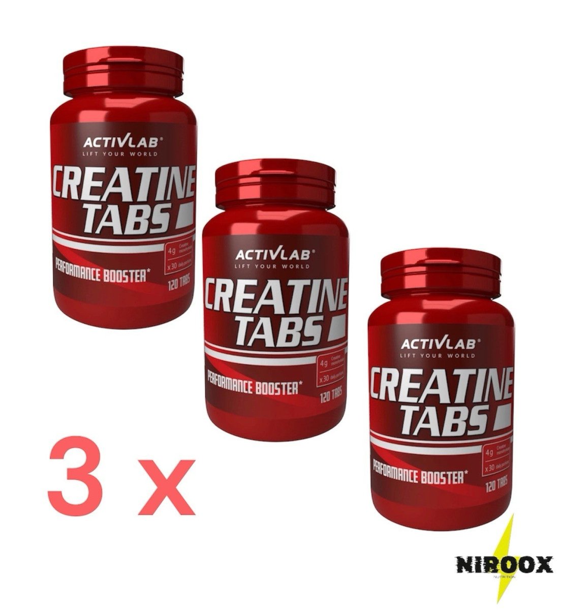 3x Activlab Creatine Tabs 120 Tabletten 360 Tabs Sparpaket Kreatin Monohydrat NirooX