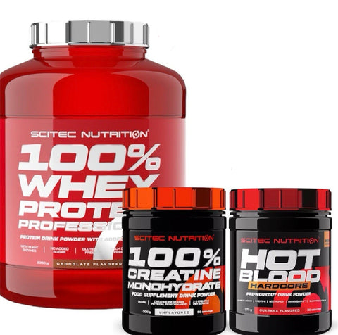 Scitec Nutrition Whey 1816g + Creatine 300g + Pre-Workout 300g | Komplettpaket + Bonus