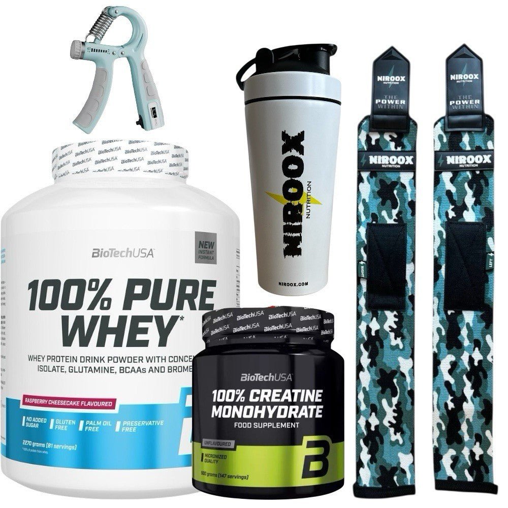 BioTech USA Pure Whey 2270g Creatin Monohydrat 300g Bundle Muskelaufbau Proteinpulver NirooX