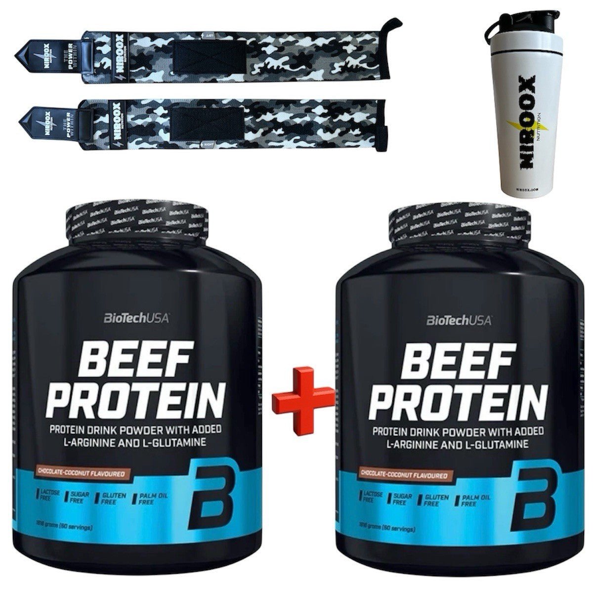 BioTech USA Beef Protein 2x 1816g laktosefrei Doppelpack Eiweißpulver Muskelaufbau NirooX