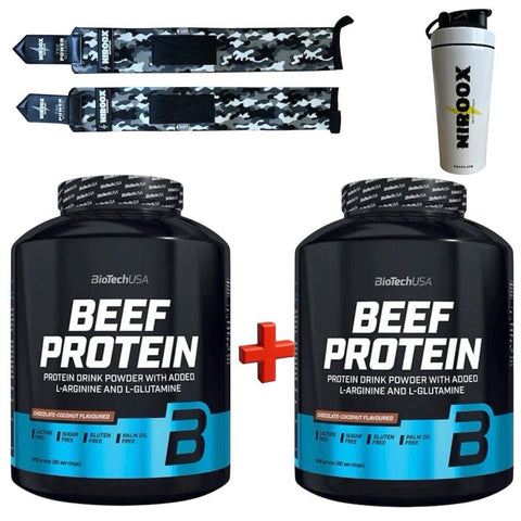 BioTech USA Beef Protein 2x 1816g laktosefrei Doppelpack Eiweißpulver Muskelaufbau NirooX