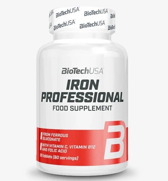 BioTech USA Iron Professional – 60 Tabletten | Eisen mit Vitamin C & B12 - NirooX NutritionNirooX Nutrition