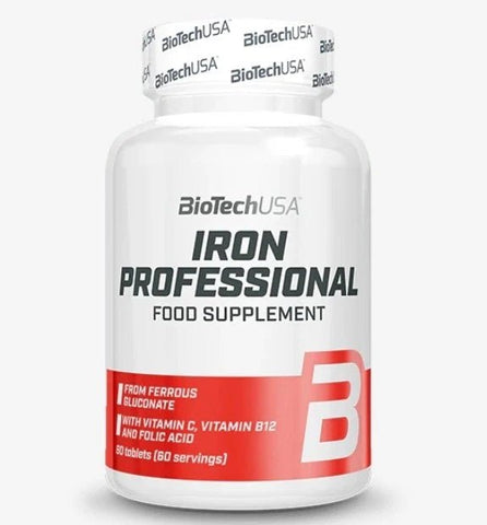 BioTech USA Iron Professional – 60 Tabletten | Eisen mit Vitamin C & B12 - NirooX NutritionNirooX Nutrition