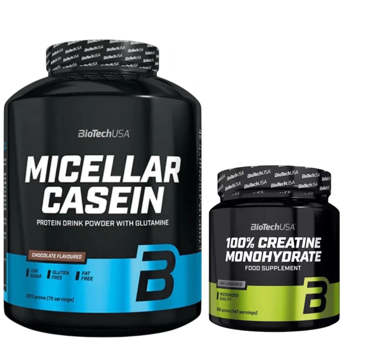 Biotech USA Micellar Casein – 2270g + Creatin 300g | Nachtprotein 73% - NirooX NutritionNirooX Nutrition
