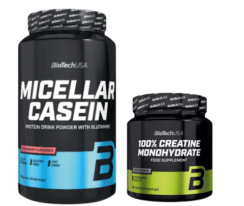 Biotech USA Micellar Casein – 908g + Creatin 300g + Bonus | Nachtprotein 73% - NirooX NutritionNirooX Nutrition