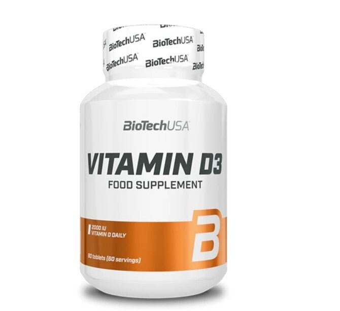 BioTech USA Vitamin D3 60 Tabletten 2000 IE hochdosiertes Sonnenvitamin für Knochen Muskeln und Immunsystem