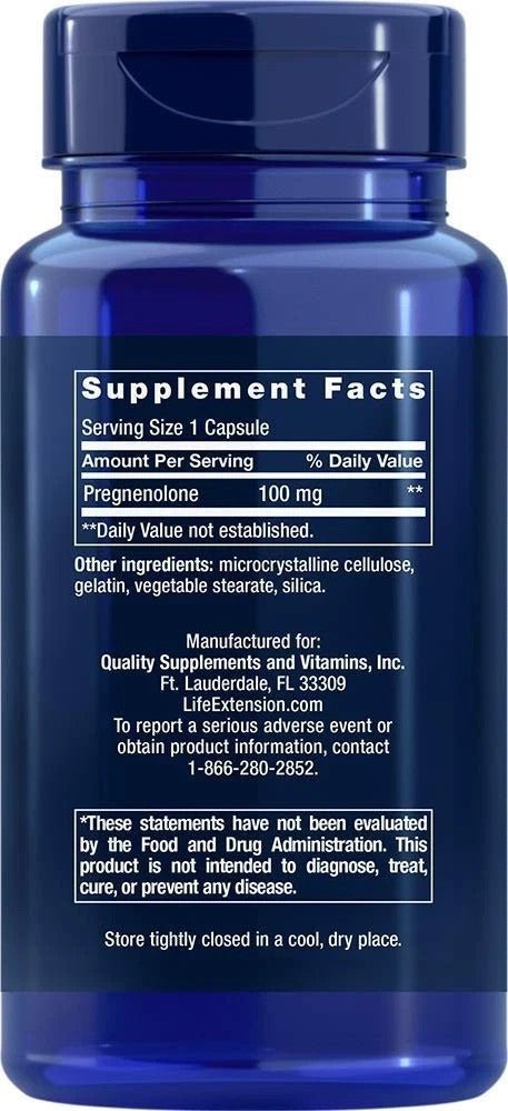 Life Extension Pregnenolone 100mg 2x100 Kapseln | 200 Kapseln - NirooX NutritionNirooX Nutrition