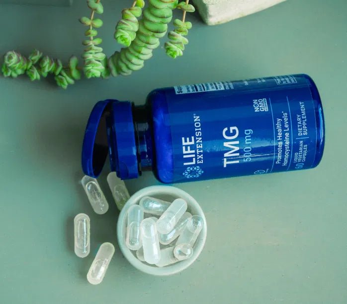 Life Extension TMG – 60 Flüssigkapseln | 1000mg Trimethylglycin für Herzgesundheit - NirooX NutritionNirooX Nutrition