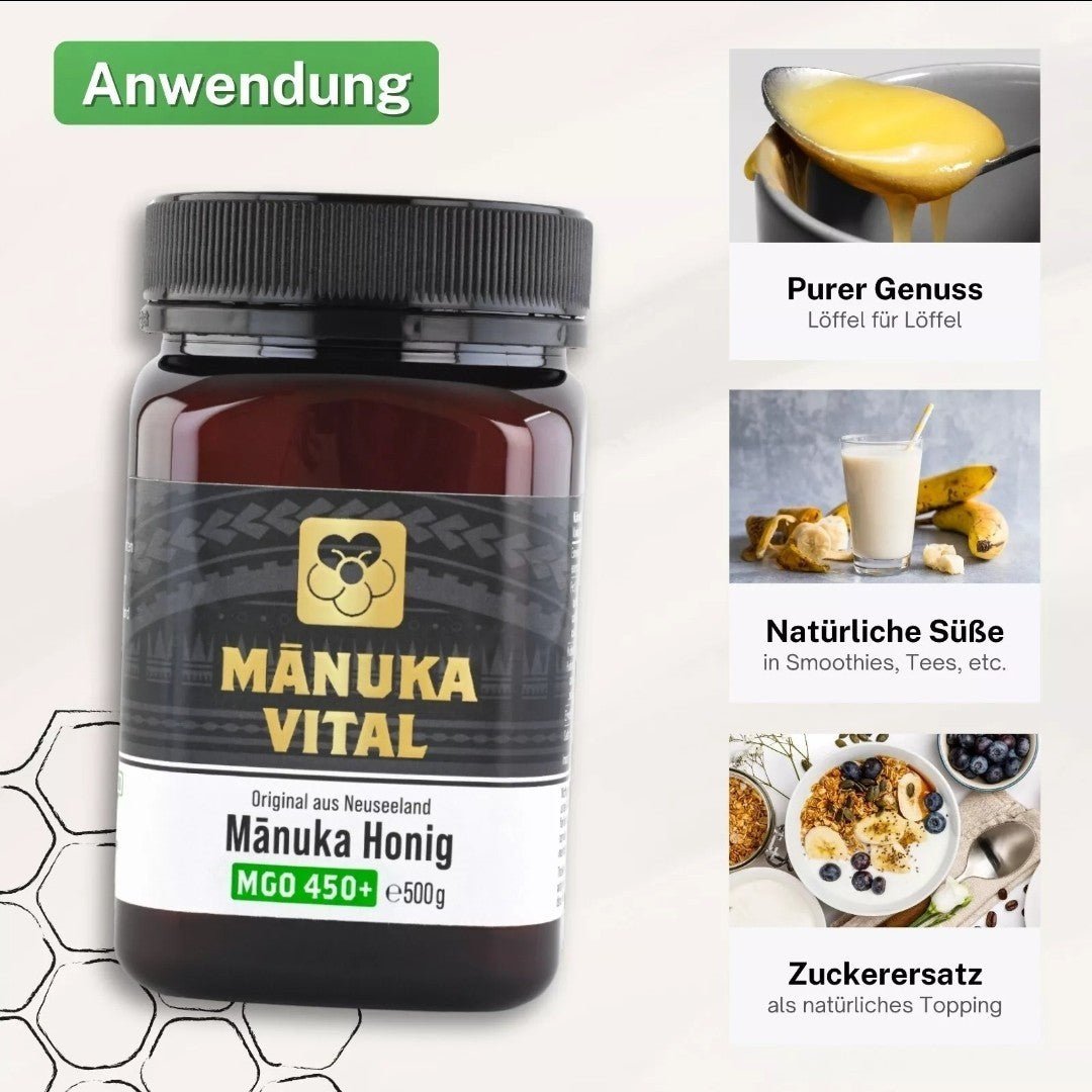 Manuka Vital Honig MGO 450+ 550+ 500g Neuseeland Premium antibakteriell NirooX