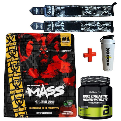 Mutant Mass 2270g + Biotech USA Creatine 300g – Bundle Weight Gainer & Kreatin | Muskelaufbau Set - NirooX NutritionNirooX Nutrition