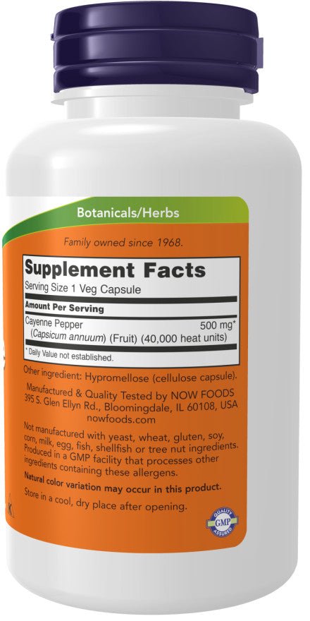 NOW Foods Cayenne 500mg 2x250 Kapseln | 500 Vegane Kapseln - NirooX NutritionNirooX Nutrition