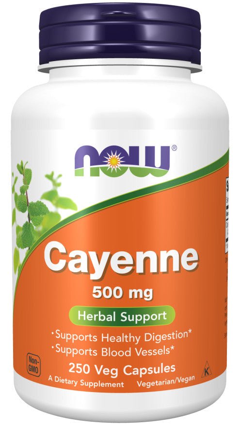 NOW Foods Cayenne 500mg 2x250 Kapseln | 500 Vegane Kapseln - NirooX NutritionNirooX Nutrition