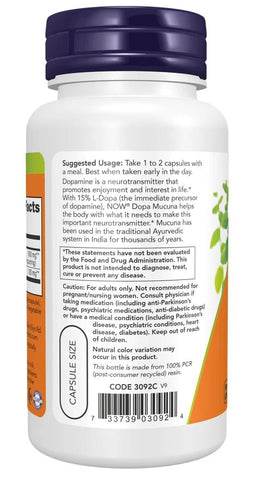NOW FOODS, DOPA MUCUNA Gehirn Gesundheit 90 Veg. Kapseln - NirooX NutritionNirooX Nutrition