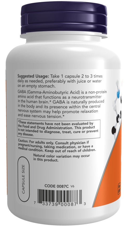 NOW Foods GABA 500mg + Vitamin B6 2x200 Kapseln | 400 Kapseln - NirooX NutritionNirooX Nutrition