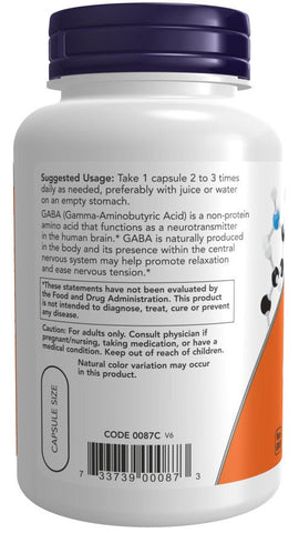NOW Foods GABA 500mg + Vitamin B6 2x200 Kapseln | 400 Kapseln - NirooX NutritionNirooX Nutrition