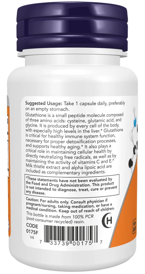 Now Foods Glutathione with Milk Thistle Extract &amp; Alpha Lipoic Acid 500mg 30 ... - NirooX NutritionNirooX Nutrition
