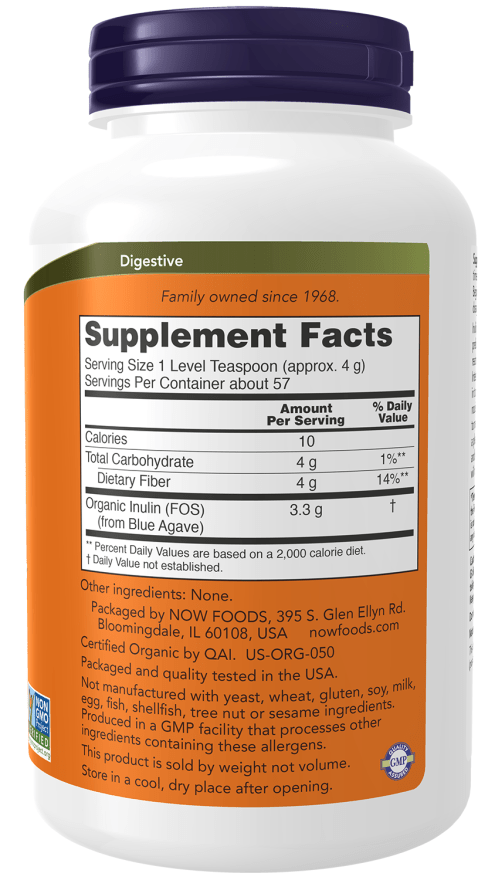 NOW FOODS, INULIN Pulver, Inulin, Niedriger glykämischer, 227g. SUPER PREIS - NirooX NutritionNirooX