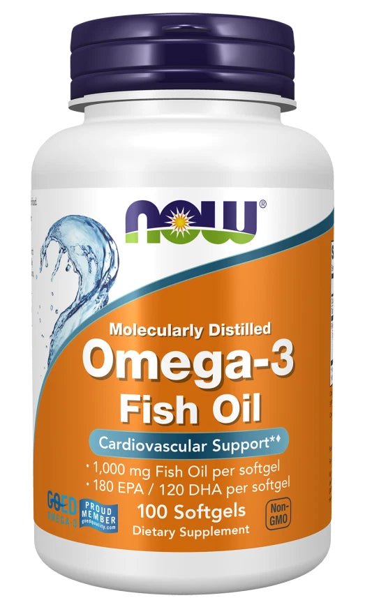 NOW Foods Omega-3 Molecularly Distilled Fish Oil - 3x 100 softgels / 300 softgel - NirooX NutritionNirooX Nutrition