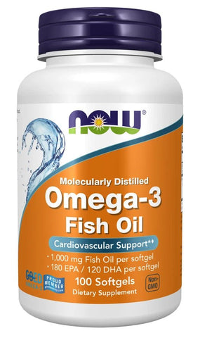 NOW Foods Omega-3 Molecularly Distilled Fish Oil - 3x 100 softgels / 300 softgel - NirooX NutritionNirooX Nutrition