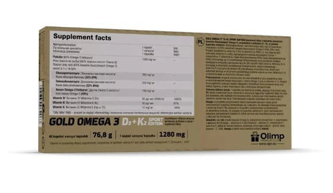 Olimp Gold Omega 3 D3+K2 Sport Edition Kapseln - 2 x 60 Kapseln - NirooX NutritionNirooX Nutrition