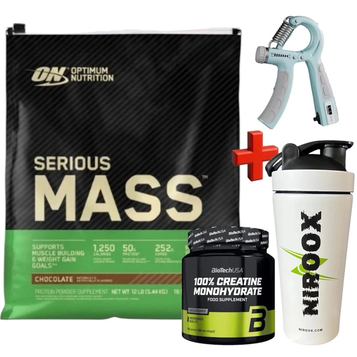 Optimum Nutrition Serious Mass 5,45 Kg-Beutel + Biotech USA Creatine 300 gramm - NirooX NutritionNirooX Nutrition