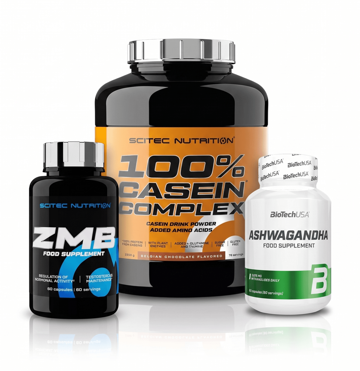 Recovery & Sleep Stack – Casein 2350g + ZMB + Ashwagandha | Nachtprotein Regenerations - Bundle - NirooX NutritionNirooX Nutrition