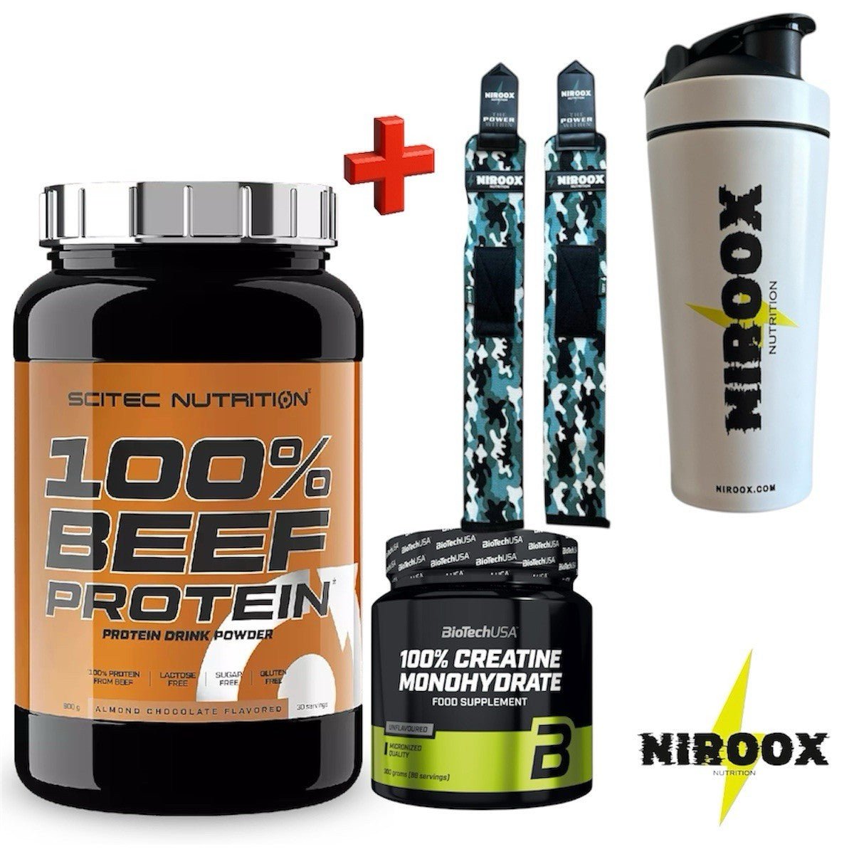 Scitec 100% Beef Protein 900g BioTech Creatin 300g Bundle laktosefrei Muskelaufbau NirooX