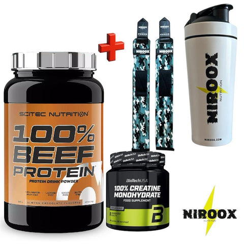 Scitec 100% Beef Protein 900g BioTech Creatin 300g Bundle laktosefrei Muskelaufbau NirooX