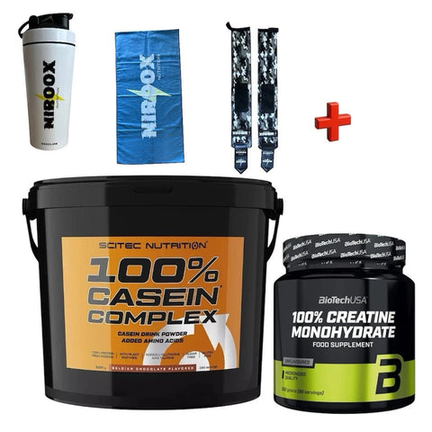 Scitec Nutrition 100% Casein Complex Protein 5000g + Biotech USA Creatin 300 gr - NirooX NutritionBioTech USA