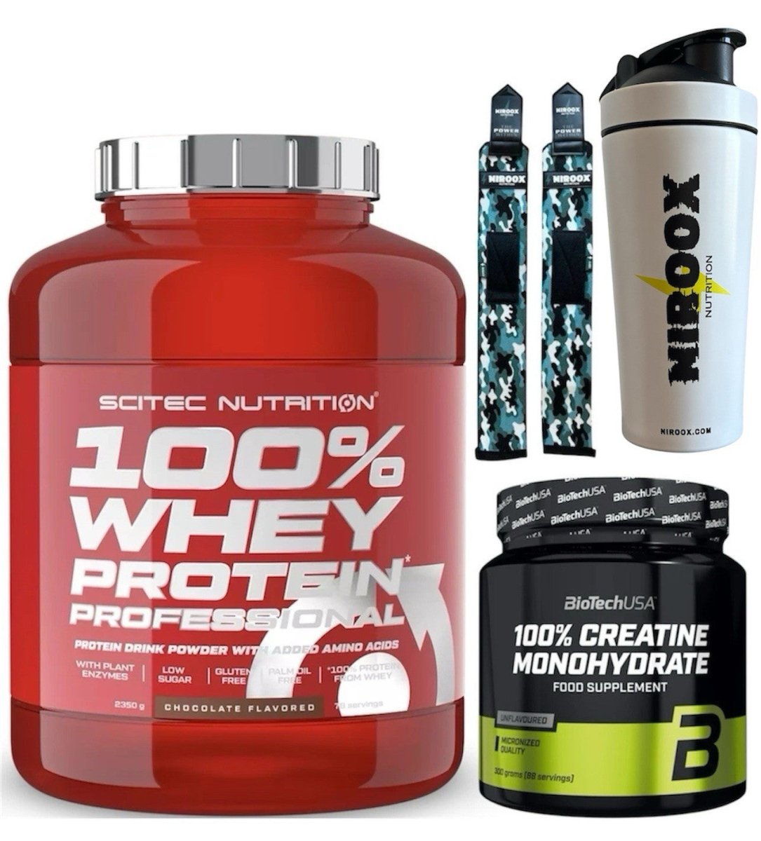 Scitec Whey Protein Professional 2350g BioTech Creatin 300g Premium Bundle Muskelaufbau NirooX