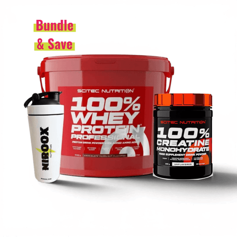 Scitec Nutrition 100% Whey Protein Professional 4kg + Kreatin 500gr+ Shaker | Muskelaufbau Komplettpaket - NirooX NutritionProteinScitec Nutrition