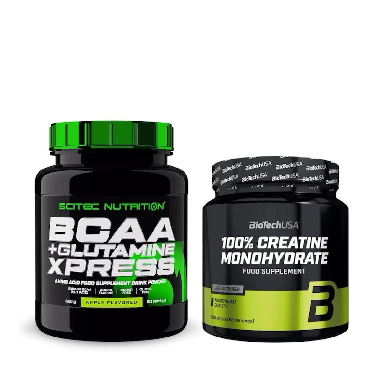 Scitec Nutrition BCAA + Glutamine Xpress 600g und Creatine Monohydrate 300g Bundle – Aminosäuren und Kreatin für Muskelaufbau