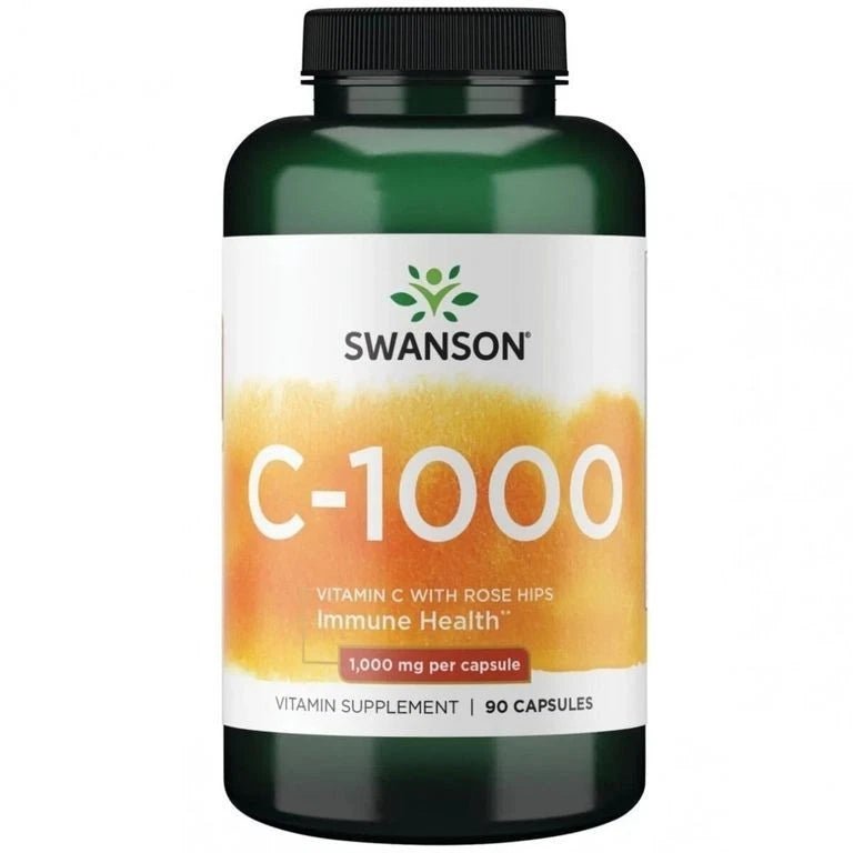 Swanson Vitamin C with Rose Hips – 90 Kapseln | 1000mg mit Hagebuttenextrakt - NirooX NutritionNirooX Nutrition