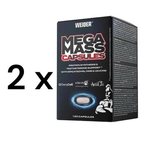 WEIDER Mega Mass Caps (2 x 120 Caps) Supplemente Sport Fitness Muskelaufbau/2<wbr/>40K - NirooX NutritionNirooX Nutrition